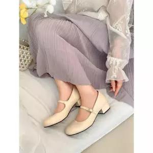 SMK 빨강 빈티지 가을 여성신발 힐펌프스 스트랩힐 스틸레토 펌프스 소프트 메리제인슈즈 슈즈 JEN3