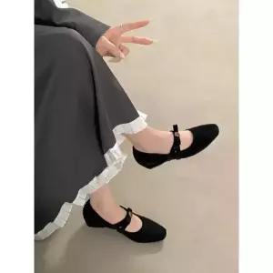SMK 검정 가을 봄 빈티지 단화 슈즈 힐펌프스 통굽 펌프스 여성신발 스트랩힐 키높이 소프트 메리제인슈즈