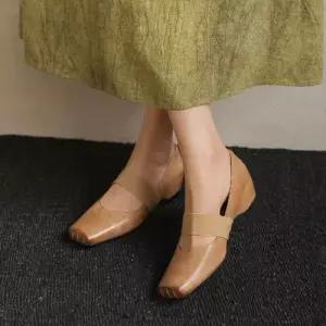 SMK 봄 빈티지 스트랩힐 힐 스틸레토 여성신발 소가죽 단화 발레 속굽 메리제인슈즈 슈즈 프렌치 웨지 힐펌