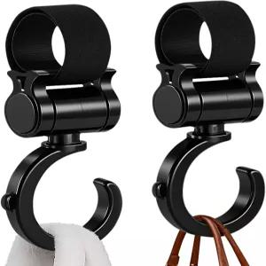 키반 베이스 2팩 유니버설 워커 후크 기저귀 가방 휠체어 롤러 쇼핑 카트 및 자동차 뒷좌석용 360 회전