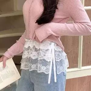 [하프클럽/]프릴 시스루 레이어드 랩스커트 밴딩 이너 속치마 랩