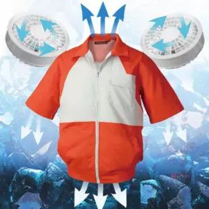 선풍기 오렌지 거실 조용한 가정용 아이스점퍼 쿨자켓 반팔 하비즈 잠바mno724