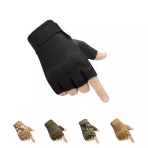 하이코프로트 손가락 없는 장갑, 너클 보호 경량 야외 군사 사격, 사냥, 오토바이 타기, 등반용 장갑 Black Small