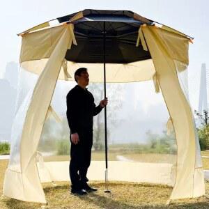 투명 파라솔 바람막이 그늘막 천장 비치 덮개 방수 접이식 자동차 보온 스크린 노상 텐트