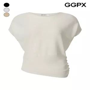 [GGPX]돌먼 슬리브리스 사선 셔링 골지 니트 (GQ4KP021F)