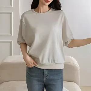 [유야]여성 면 무지 나그랑 반팔 맨투맨 티셔츠 STS0802 봄 여름