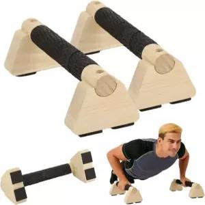 2 PCS 나무 팔레트 푸시업 바 9.85 x 3.93 솔리드 우드 핸들 미끄럼 방지 칼리스테닉스 스탠드 물구나무서기 훈련용 바닥 운동 남성용 홈 근력