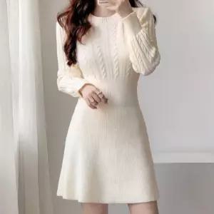 친절한탄씨 니트 꼬임 원피스 하객룩 돌잔치 플레어 드레스 상견례원피스 바캉스룩 바캉스원피스