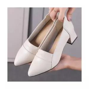 여자 플랫 슈즈 작은 구두 중굽 리얼 가죽 소프트탑 빅사이즈 사계절화 봄가을 스틸레토 통굽 단화 BE3