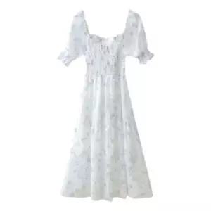 여름 쉬폰 꽃무늬 롱 원피스 반팔 여성 치마