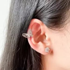 나비 모양 귀걸이 세트 이어커프 여성실버 플라워 귀찌 페이크피어싱 세트귀걸이