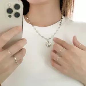 통통 하트 목걸이 여리여리한 소녀 팬던트 체인 하트팬던트 패션목걸이 하트목걸이