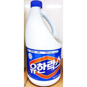 유한락스4L 다용도 식품용 소독제 가루세제 식용 학교 과일세척제 세탁보조제기타 액체 관공서 표백제