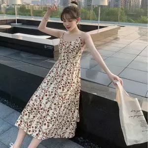 여자 여름 나들이 데이트 룩 꽃무늬 나시 롱 원피스