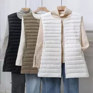 덕다운 롱조끼 여성 경량 L-3XL 패딩