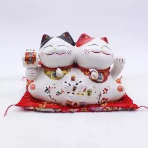 3몰) 마네키네코 한몸 커플고양이 저금통 장식품 일본고양이 고양이장식품 카페소품