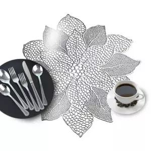 포인세티아 식탁 테이블 매트 식기 받침 깔판 은색 보호 커버 패드 책상 깔판 깔개 바닥