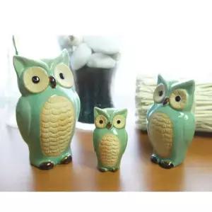 인테리어 도자기 소품 장식 부엉이 인형 3p 세트 빈티지소품 조형물