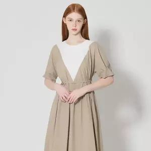 [르샵][르샵] 브이 배색 반팔 나일론원피스