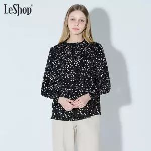 [르샵][르샵(LeShop)] 프릴 스탠드카라 프린팅 블라우스
