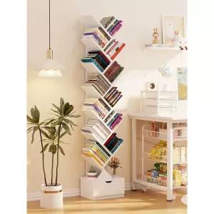 우드 책꽃이선반 경사 서랍 잡지 책장 북타워 책선반 거실 북트리 수직 슬림  틈새수납