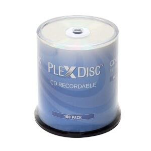 PlexDisc CD-R 700MB 52X 실버 잉크젯 허브 인쇄 가능 기록 매체 - 100pk 케이크 박스(FFP) 631-315-BX, 디스크 100개