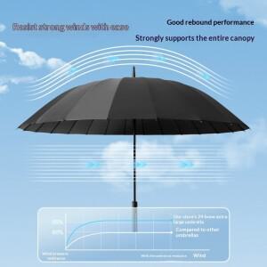 라온식 자동 24개 립 방풍 특대형 스톰프루프 스트레이트 핸들 비즈니스 남성용 우산  로고 도매 아카데미