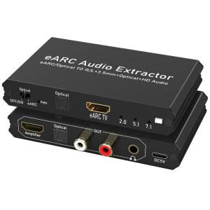 텐닥 192KHz eARC /ARC 오디오 추출기, 디지털-아날로그 오디오 변환기, HDMI eARC + 광 HDMI + 광 + L /R + HDTV 사운드바 스피커 앰프 헤드폰용 3.5MM 스테레오