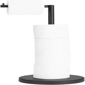 RFUO 매트 블랙 화장지 홀더 스탠드 1개 무료 스탠딩 욕실 보관함 2.7파운드 헤비 베이스 4+1롤
