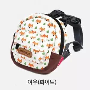 [반려] 강아지 애완견 백팩 가슴줄 리드줄 세트 화이트여우