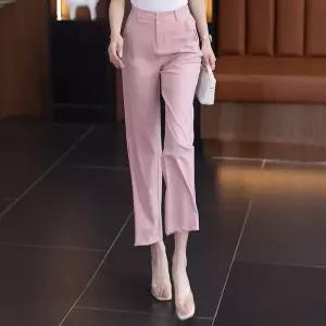 바지 캐주얼 여름 오피스룩 하이웨이스트 칠부바지 얇은 와이드 슬림핏 여자9부바지 9부 ible1