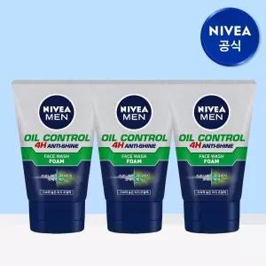 니베아 맨 오일 컨트롤 훼이스 워시 폼 100g 3개