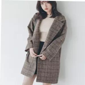 여성자켓 여성 체크 모직 자켓 하프기장 루즈핏 간절기 아우터