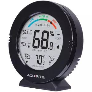 알람이 있는 AcuRite 01080M 프로 정확도 온도 및 습도 게이지 검은색