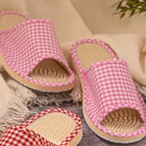 체크 지압 거실화 260mm 거실슬리퍼 발지압슬리퍼