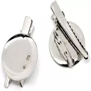 코사지 네임택 주얼리 제작용 악어 클립과 핀이 있는 실버 브로치 빈 원형 트레이 20개 (30mm)