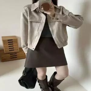 여자 빈티지 메일라드 세무 코트 유니폼 멋스러운 상의 야구 쇼트 점퍼 원픽1