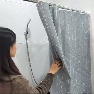 헤링본 방수 비닐 샤워커튼 그레이 120x180