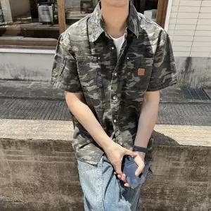 오버핏 밀리터리 반팔셔츠 스트릿 남자 여름 셔츠