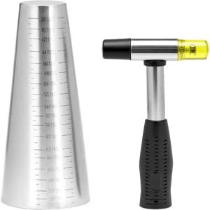 스테인리스 스틸 원형 맨드릴과 언 해머가 포함된 QWORK 팔찌 사이즈 세트 제작 주얼리 도구 조정