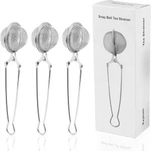 느슨한 잎차 향신료 양념을 위한 손잡이가 있는 스냅 볼 티 스트레이너 익스톨리 3팩 스테인리스 인퓨저