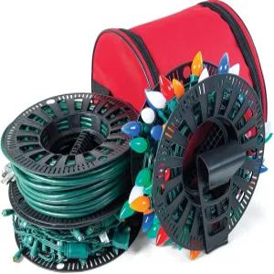 와이어 및 크리스마스 조명 보관 가방 - N 스토어 릴 스풀 설치 3개 걸이 고리 지퍼백 포함 산타