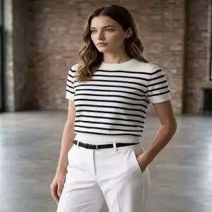 [매장정품} giordano 스트라이프 반팔 니트 스웨터(12GG) 356510 [2color]