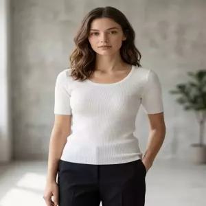 [매장정품} giordano 골지 U넥 반팔 니트 스웨터(14GG) 356530 [2color]