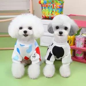 [콩심팥심]가을 겨울 강아지옷 귀여운 얼룩무늬 올인원 기모안감