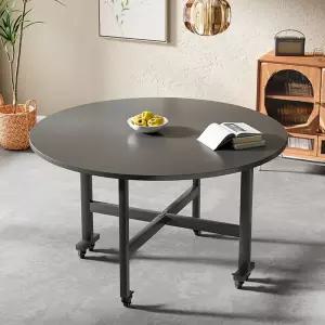 접이식 원형테이블 확장형 바퀴 이동 탁자 폴딩 식탁 휴대 간이 다이닝 테이블