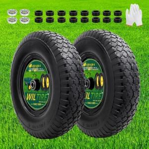 윌타이어 2팩 4.80/4.00-8인치 및 휠 16인치 솔리드 5/8인치 추가 3/4인치 베어링 3인치 센터 허브