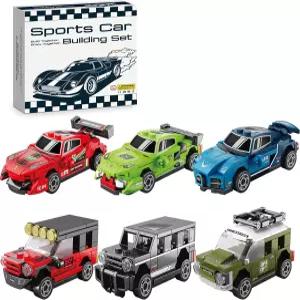 미니 스피드 챔피언스 자동차 조립 세트 부활절 6팩 풀백 스포츠카 키트 64？76 PCS 제작하기 쉬운 레이서
