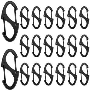 20개 소형 합금 지퍼 클립 S 카라비너 도난 방지 이중 와이어 게이트 인터로킹 키체인 스냅 훅 미니 소형