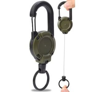 리트랙터블 헤비 듀티 풀 릴 카라비너 키 체인 강력한 스틸 와이어 로프 버클 스프링 링 아웃도어 스포츠
